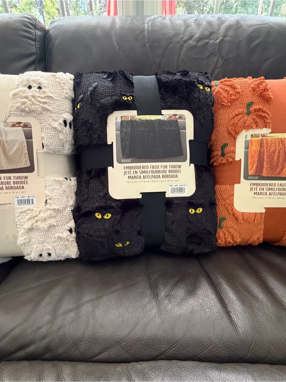 NWT Costco Fur Throw- Lot of 3 Pumpkin, Cat, Ghost.